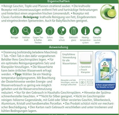 🍽️  70er Pack Frosch Classic Limone Spülmaschinen Tabs ab 7,22€ (statt 11€)