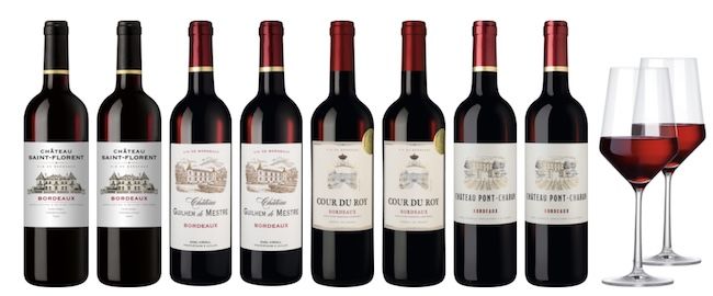 🍷 8 Flaschen prämierte Bordeaux Rotweine inkl. 2 Gläser für 42,90€   nur 3,36€/Wein