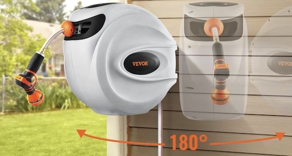 💦 VEVOR Schlauchaufroller (40 m, 180° schwenkbar) inkl. Sprühdüse für 78,53€ (statt 97€)