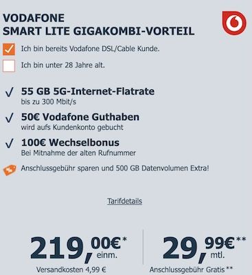 ❗️ GigaKombi 🍏 Apple iPhone 17 für 219€ + Vodafone Allnet 55GB für 29,99€ mtl. + 150€ Bonus