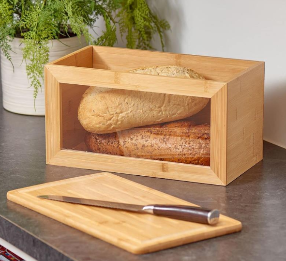 mDesign Holz Brotkasten mit Schneidebrett Sichtfenster für 19,99€ (statt 36€)
