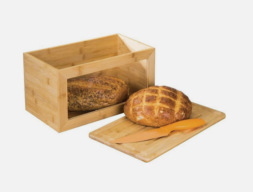mDesign Holz Brotkasten mit Schneidebrett Sichtfenster für 19,99€ (statt 36€)