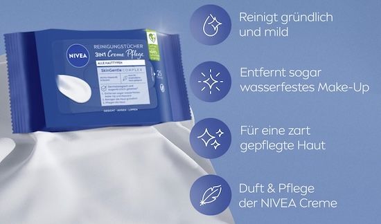 🤧 6x 25er Pack Nivea 3in1 Creme Pflege Reinigungstücher ab 7,17€ (statt 15€)