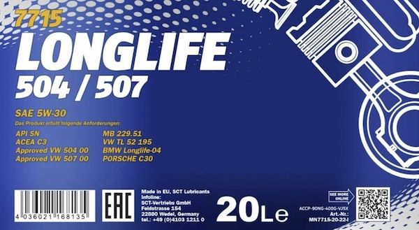 🛢️ 20 Liter Mannol 7715 O.E.M 5W 30 Motoröl für 64,59€ (statt 73€)
