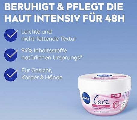 🧴 3x NIVEA Creme Care Sensitive, 200 ml für 7,18€ (statt 14€)