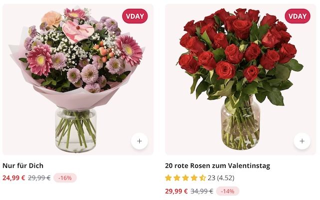 ‼️ Letzte Chance 💐 BlumeIdeal Valentins Sträuße mit pünktlicher Lieferung + 10% extra