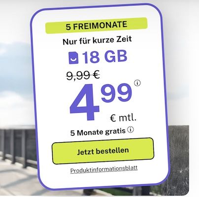 📶 bigSIM 1&1 Allnet-Flat mit 18GB 5G für nur 4,99€ mtl. + 5 Monate geschenkt