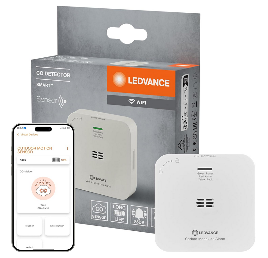 🔥🚒 LEDVANCE 50291 SMART+ WLAN Kohlenmonoxidmelder mit App. für 19,60€ (statt 38€)
