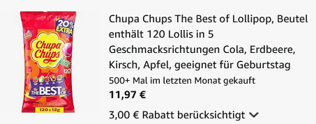 🍭 120x Chupa Chups Best of Lutscher ab 11,97€ (statt 17€)