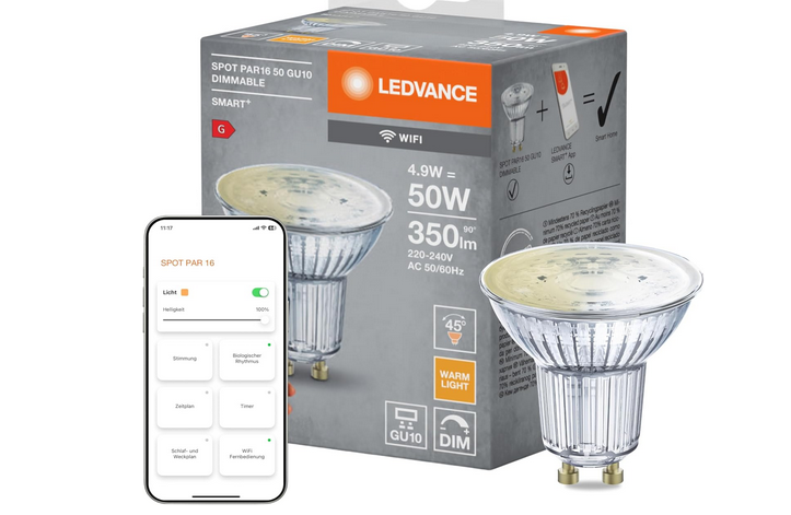 💡 4x Ledvance Smart+ GU10 WiFi Leuchtmittel je 5W für 12,99€ (statt 23€)