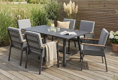 🏡 Konifera Edessa Garten Essgruppe mit 6 Sessel, Auflagen + Tisch für 839,94€ (statt 1.039€)