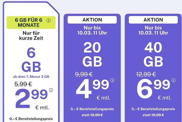 📶 bigSIM 1&1 Allnet-Flat mit 6GB 5G für nur 2,99€ mtl. - ab 7. Monat nur noch 3GB 📶 bigSIM 1&1 Allnet Flat mit 6GB 5G für nur 2,99€ mtl. ab 7. Monat nur noch 3GB