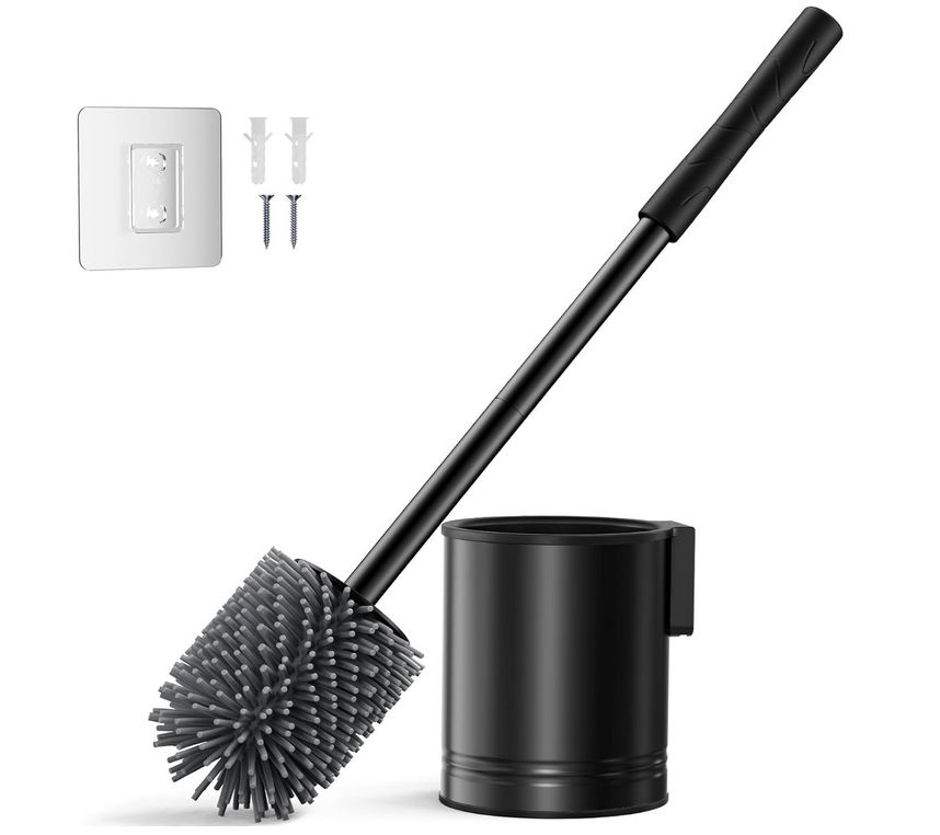 Hamitor schwarze Edelstahl Silikon Klobürste mit Wandhalterung für 9,99€ (statt 17€)