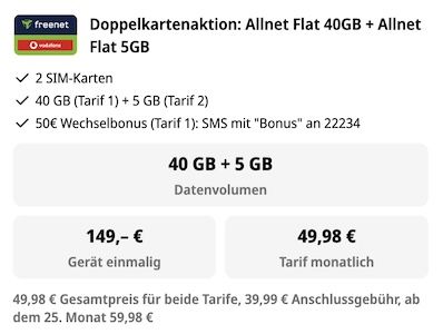 🍏 Apple iPhone 17 Pro für 149€ + 2x Vodafone Allnet (40GB + 5GB) für 49,98€ mtl. + 250€ Bonus 🍏 Apple iPhone 17 Pro für 149€ + 2x Vodafone Allnet (40GB + 5GB) für 49,98€ mtl. + 250€ Bonus