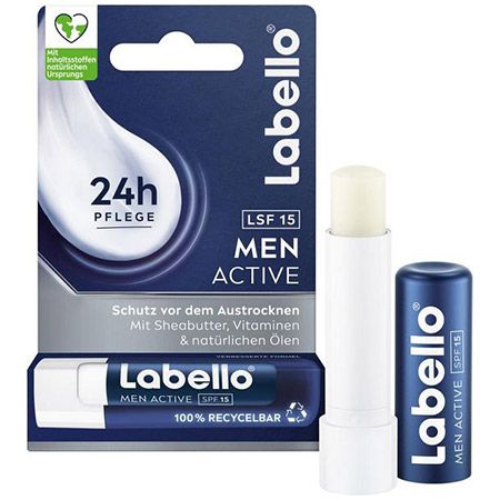 👄 4x Labello Men Active Lippenpflegestift mit LSF 15 ab 7,67€ (statt 14€)