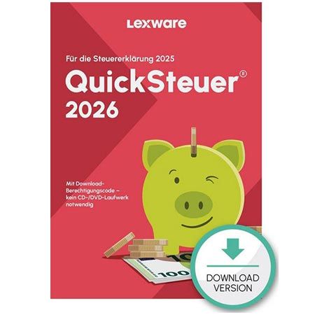 🫰🏻 Lexware QuickSteuer 2026 (für Steuerjahr 2025) Download Key für 11,99€ (statt 15€)