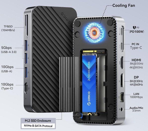 ⏫ ORICO 12in1 USB C Hub mit M.2 SSD Gehäuse & 100W PD für 65,39€ (statt 100€)