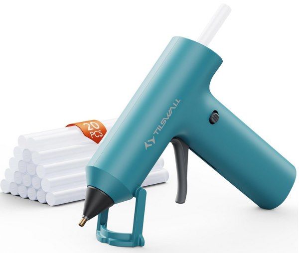 🔫 Tilswall Akku Heißklebepistole inkl. 20 Klebestifte für 10,99€ (statt 20€)