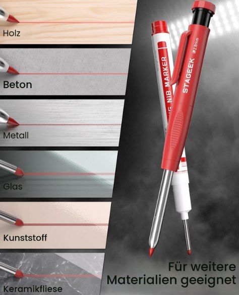 ✏️ STAGEEK Zimmermannsbleistift mit Markierstift + 12 Minen für 6,29€ (statt 9€)