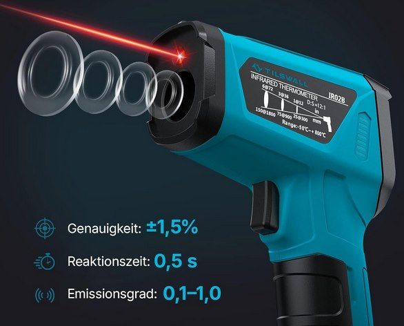 🌡️ Tilswall Infrarot Thermometer  50°C bis 800°C für 18,99€ (statt 30€)