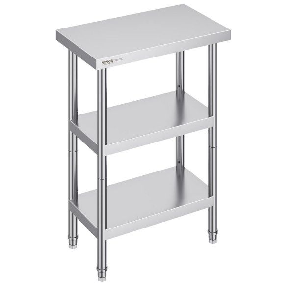 VEVOR Edelstahlarbeitstisch mit 2 verstellbaren Unterregalen für 52,99€ (statt 63€)