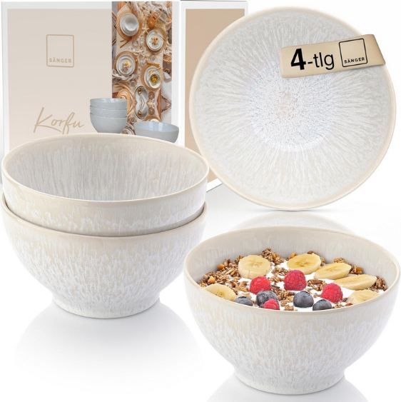🍜 4er Set Sänger Korfu Steingut Bowl Schüsseln, 600ml für 42,49€ (statt 60€)