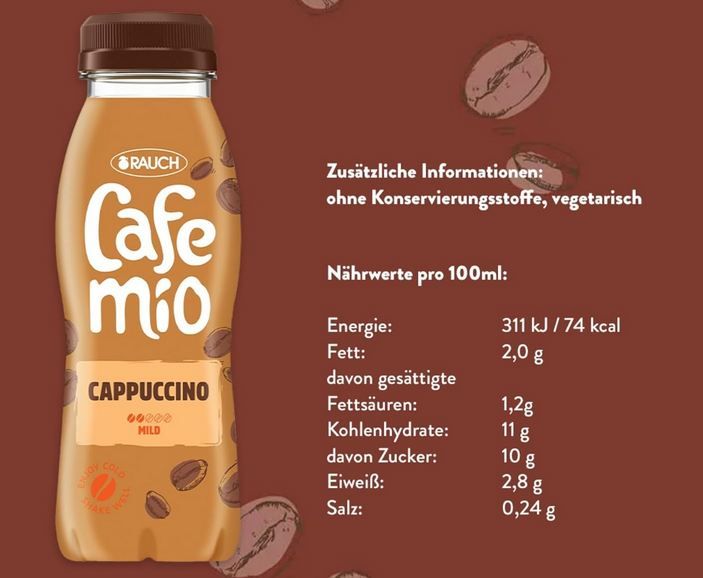 ☕ 12 x Rauch Cafemio Cappuccino Eiskaffee To Go, 250ml ab 14,60€ (statt 21€)