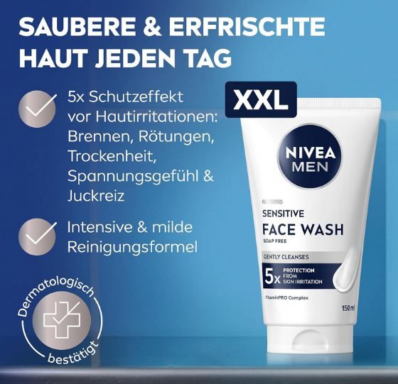 🧴 2x Nivea Men Sensitive Face Wash Reinigungsgel XXL ab 8,39€ (statt 14€)