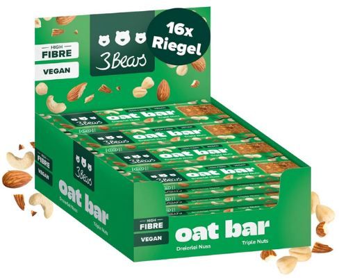 🌰 16er Pack 3Bears Oat Bar Dreierlei Nuss Müsliriegel für 25,49€ (statt 32€)