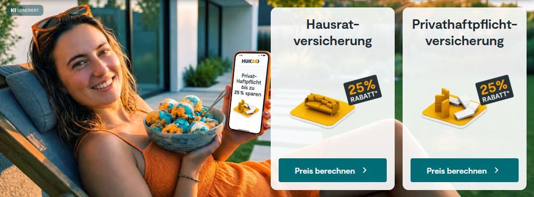 🚗 HUK24: Sommehr Deals - z.B. 25% Rabatt auf Hausrat oder Haftpflicht & weitere 🚗 HUK24: Sommehr Deals z.B. 25% Rabatt auf Hausrat oder Haftpflicht & weitere
