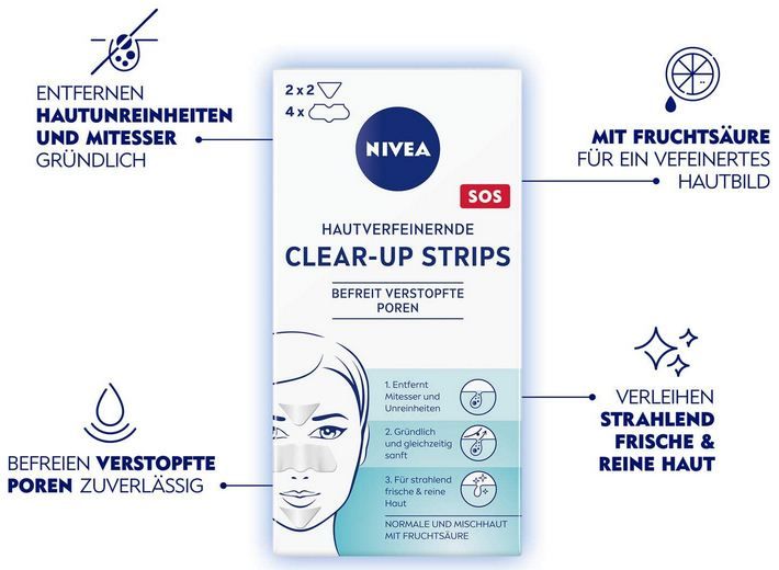 🩹 3 x 6er Pack NIVEA Hautverfeinernde Clear-Up Strips ab 8€ (statt 13€) 🩹 3 x 6er Pack NIVEA Hautverfeinernde Clear Up Strips ab 8€ (statt 13€)