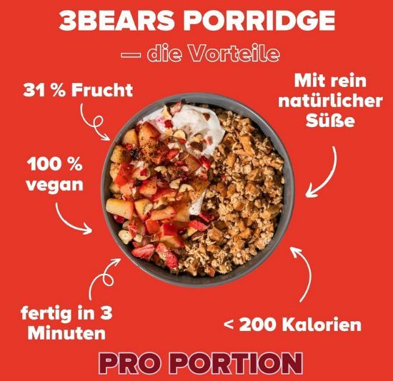 🥣 6er Pack 3Bears Zimtiger Apfel Porridge, je 400g für 25,42€ (statt 30€)