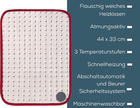 ♨️ Beurer HK 45 Comfort Heizkissen mit Fleece, 44x33cm für 24,99€ (statt 34€)