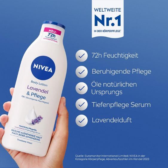 🧴 3x Nivea Body Lotion Lavendel & Pflege Creme, 400ml ab 9,80€ (statt 15€)