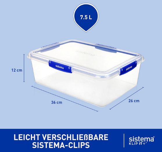 🍱 Sistema Klip It Plus Frischhaltedose mit 7,5 Liter für 13,49€ (statt 22€)