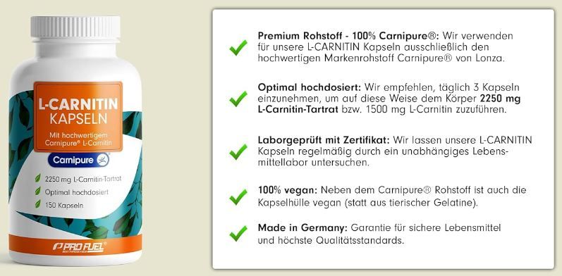 💪🏻 150er Pack Pro Fuel L-Carnitin, hochdosiert 2250mg ab 10,16€ (statt 18€) 💪🏻 150er Pack Pro Fuel L Carnitin, hochdosiert 2250mg ab 10,16€ (statt 18€)