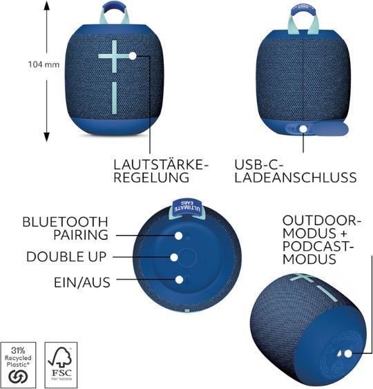 🔊 Ultimate Ears Wonderboom 4 Bluetooth Lautsprecher für 68,99€ (statt 80€)