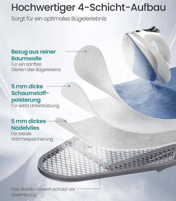 💨 Songmics Bügelbrett mit Bügelhalter, 122 x 38cm für 29,99€ (statt 53€)