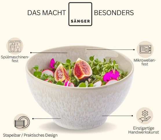 🍜 4er Set Sänger Korfu Steingut Bowl Schüsseln, 600ml für 42,49€ (statt 55€)