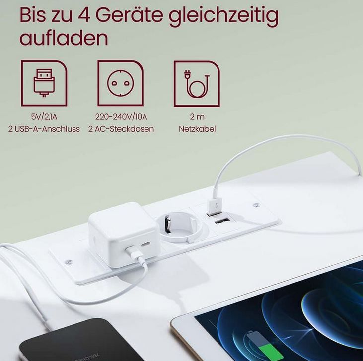 🛏️ 2er Set Vasagle Nachttisch mit Steckdosen & Schubladen für 54,99€ (statt 73€)