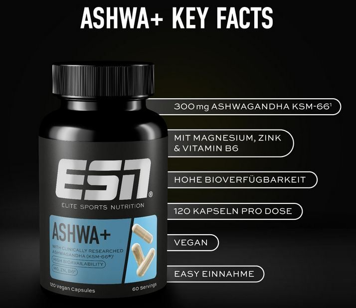 💊 120er Pack ESN Ashwa+ (Ashwagandha) Kapseln ab 16,72€ (statt 26€)