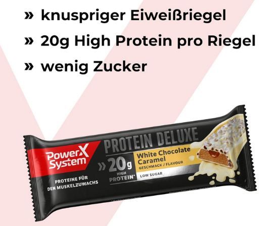 🍫 15x Power System Protein Deluxe White Chocolate Caramel für 23,90€ (statt 32€)