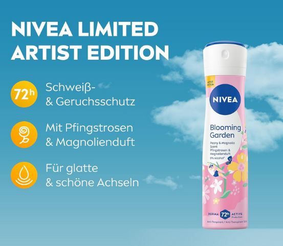 👃🏻 2er Pack NIVEA Blooming Garden Artist Edition Deo Spray ab 3,60€ (statt 6€)