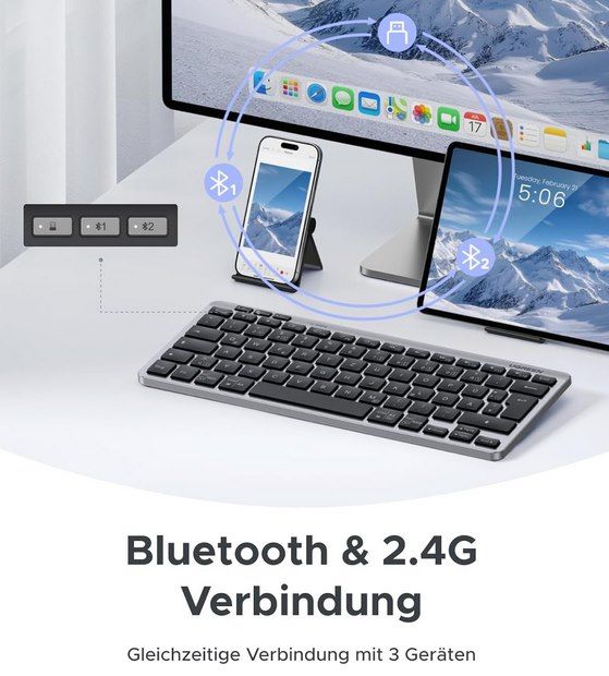 ⌨️ UGREEN Bluetooth Mini Tastatur (BT5.3+2.4G) für 16,97€ (statt 22€)