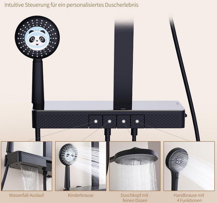 🚿 Homelody Duschsystem mit 40℃ Thermostat & 4 Wasserstrahl Funktion für 101,99€ (statt 123€)