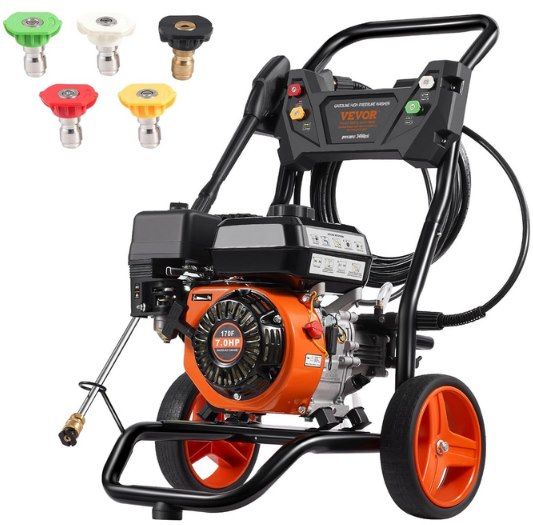 💦 VEVOR Benzin-Hochdruckreiniger mit bis zu 10L/min + 5 Düsen für 239€ (statt 286€)