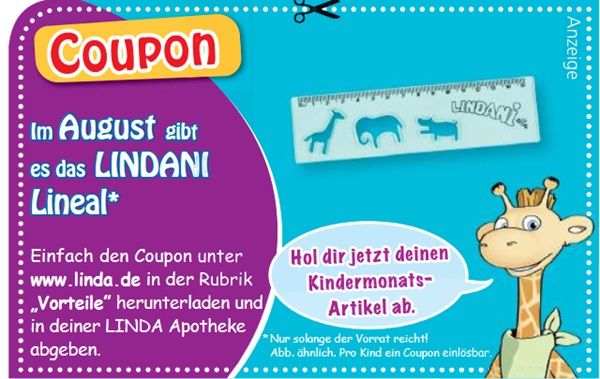 Wieder da! Linda-Apotheken: LINDANI Lineal 📏gratis erhalten Wieder da! Linda Apotheken: LINDANI Lineal 📏gratis erhalten