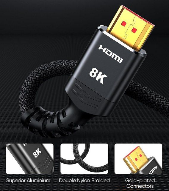 🖥️ Highwings HDMI 2.1 Kabel (3m) 8K 60Hz 4K 120Hz eARC HDCP für 7,98€ (statt 10€)