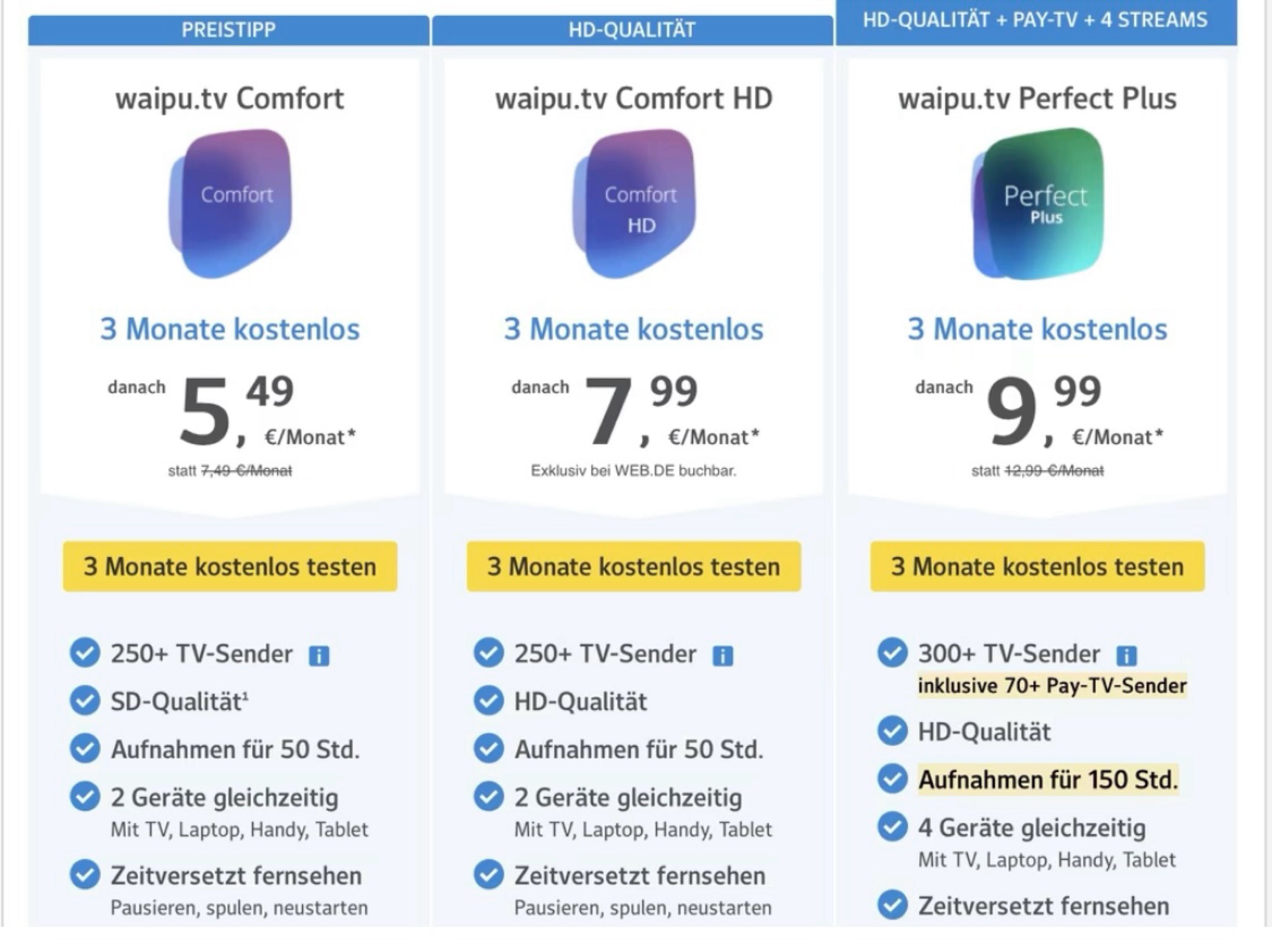 waipu.tv 3 Monate Kostenlos über web.de ( Neukunden)