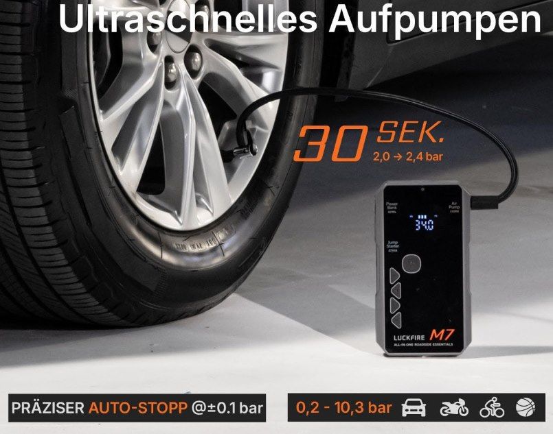 🔋 Luckfire M7 – Starthilfe, Powerbank & Kompressor mit 60Wh & 2.750 A für 84,49€ (statt 123€) 🔋 Luckfire M7 – Starthilfe, Powerbank & Kompressor mit 60Wh & 2.750 A für 84,49€ (statt 123€)